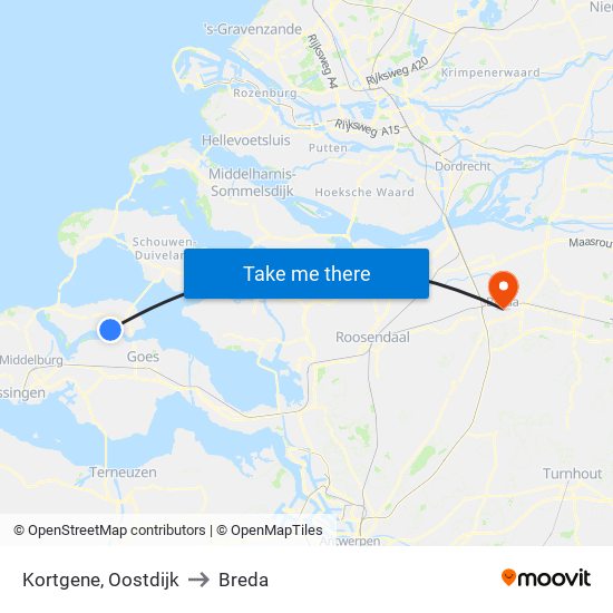 Kortgene, Oostdijk to Breda map