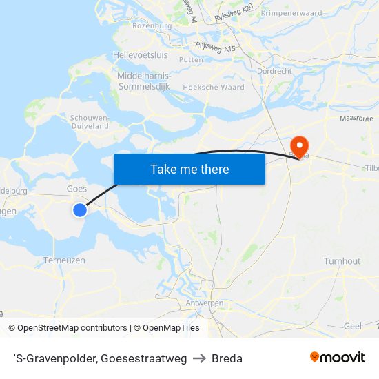 'S-Gravenpolder, Goesestraatweg to Breda map