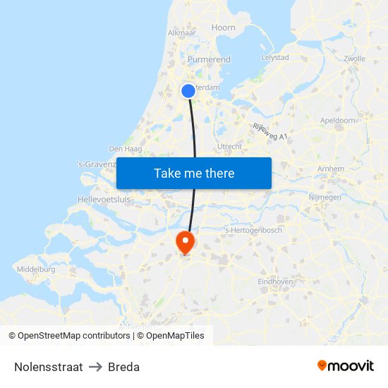 Nolensstraat to Breda map