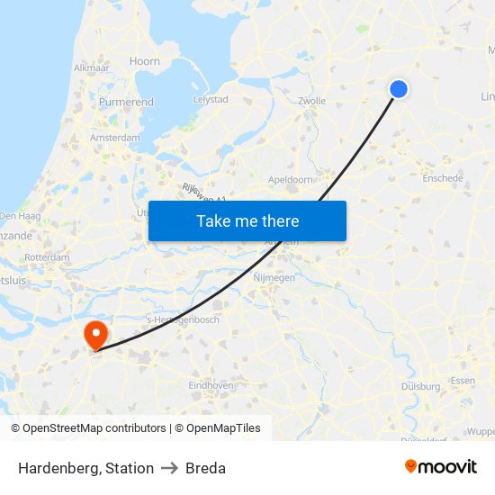 Hardenberg, Station to Breda map