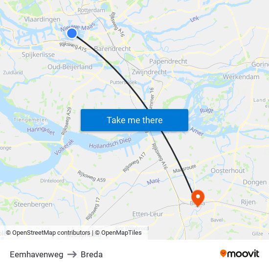 Eemhavenweg to Breda map