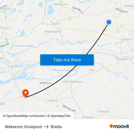 Wekerom, Kruispunt to Breda map