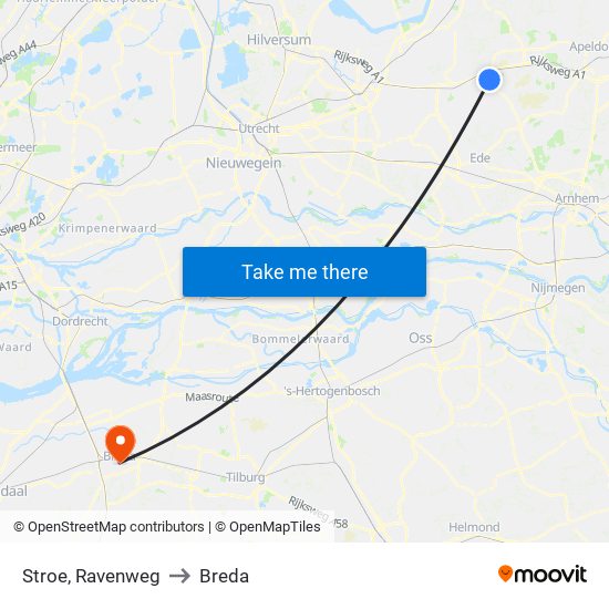 Stroe, Ravenweg to Breda map