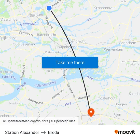 Station Alexander to Breda map