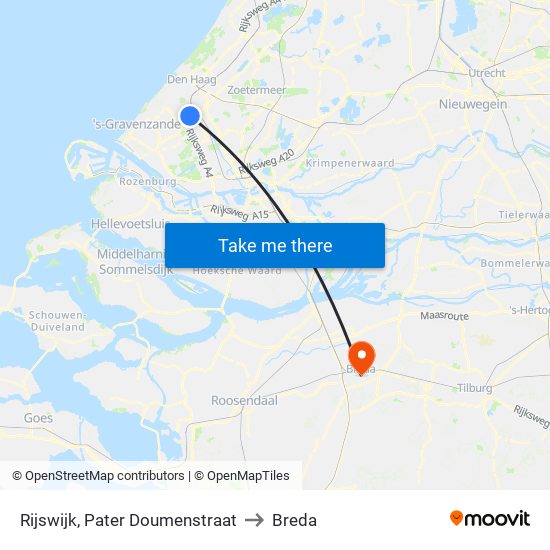 Rijswijk, Pater Doumenstraat to Breda map