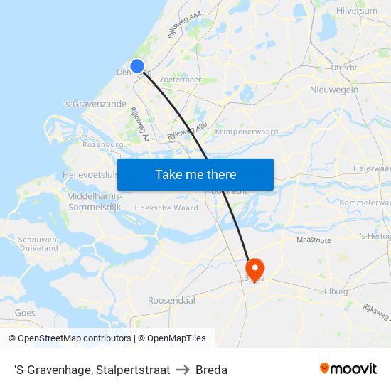 'S-Gravenhage, Stalpertstraat to Breda map