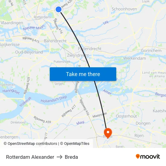 Rotterdam Alexander to Breda map