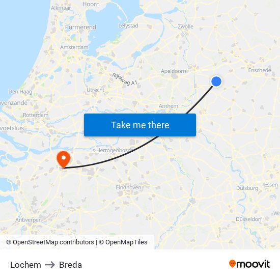 Lochem to Breda map