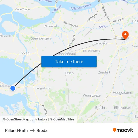 Rilland-Bath to Breda map