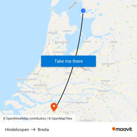 Hindeloopen to Breda map