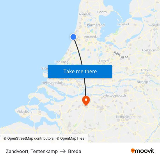 Zandvoort, Tentenkamp to Breda map