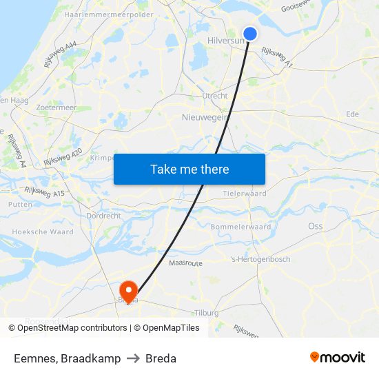 Eemnes, Braadkamp to Breda map
