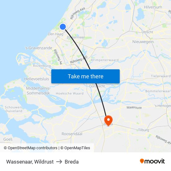 Wassenaar, Wildrust to Breda map