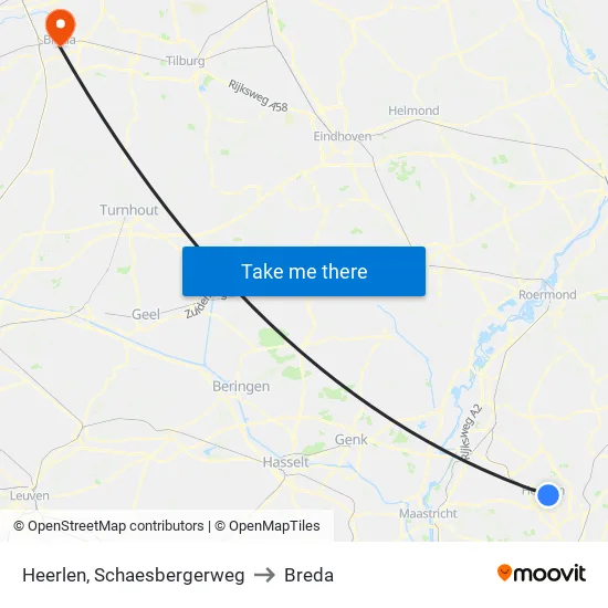 Heerlen, Schaesbergerweg to Breda map