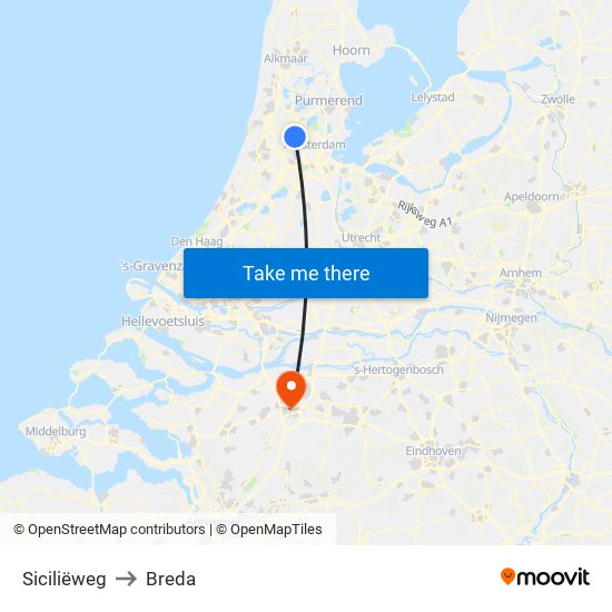 Siciliëweg to Breda map