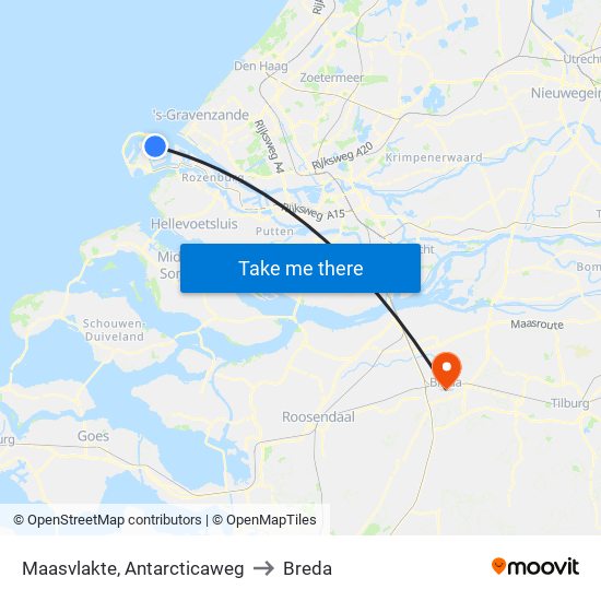 Maasvlakte, Antarcticaweg to Breda map