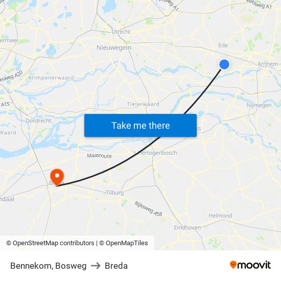 Bennekom, Bosweg to Breda map