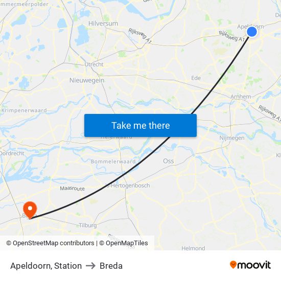 Apeldoorn, Station to Breda map