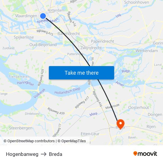 Hogenbanweg to Breda map