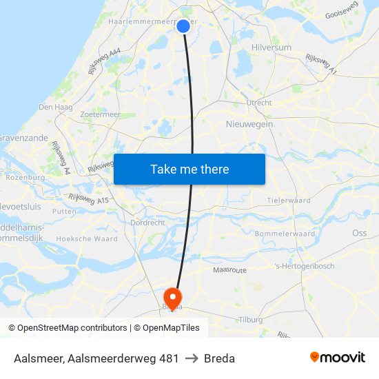 Aalsmeer, Aalsmeerderweg 481 to Breda map