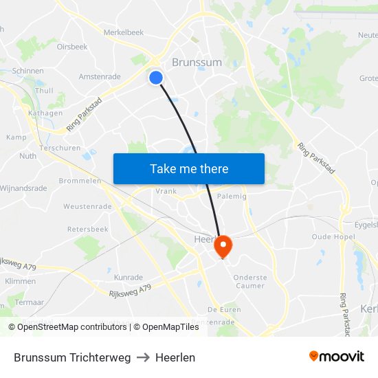 Brunssum Trichterweg to Heerlen map