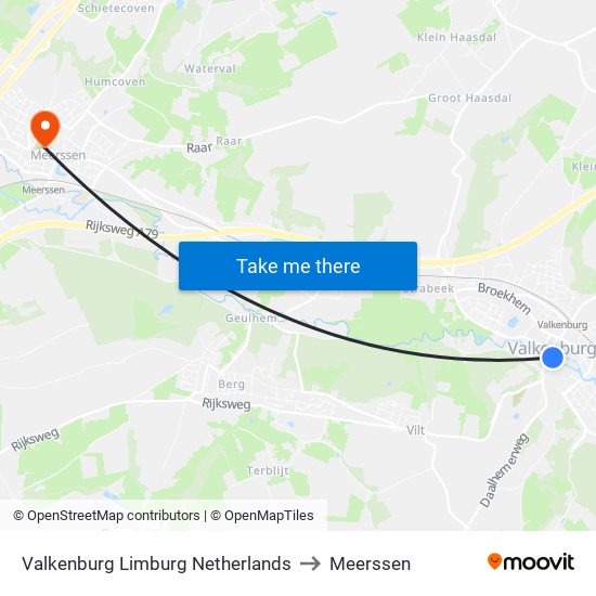 Valkenburg Limburg Netherlands to Meerssen map