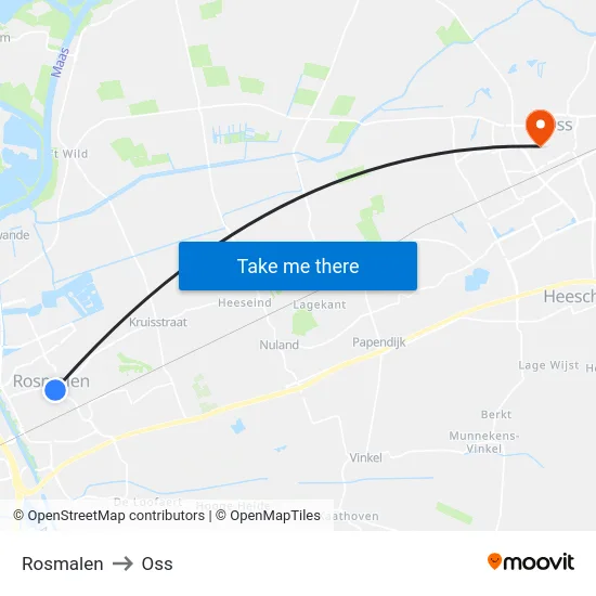 Rosmalen to Oss map