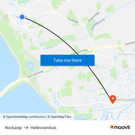 Rockanje to Hellevoetsluis map