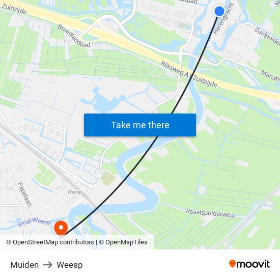 Muiden to Weesp map