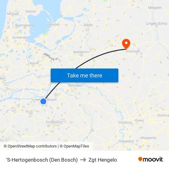 'S-Hertogenbosch (Den Bosch) to Zgt Hengelo map