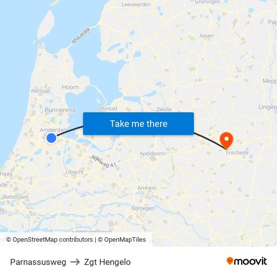 Parnassusweg to Zgt Hengelo map