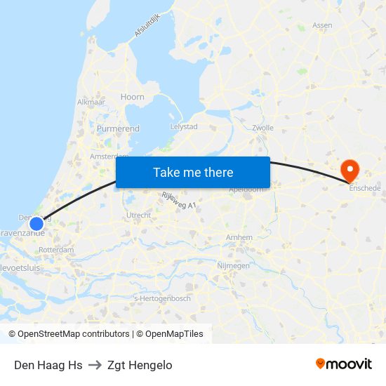 Den Haag Hs to Zgt Hengelo map
