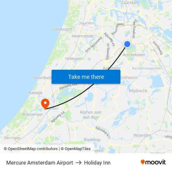 Mercure Amsterdam Airport to Holiday Inn map