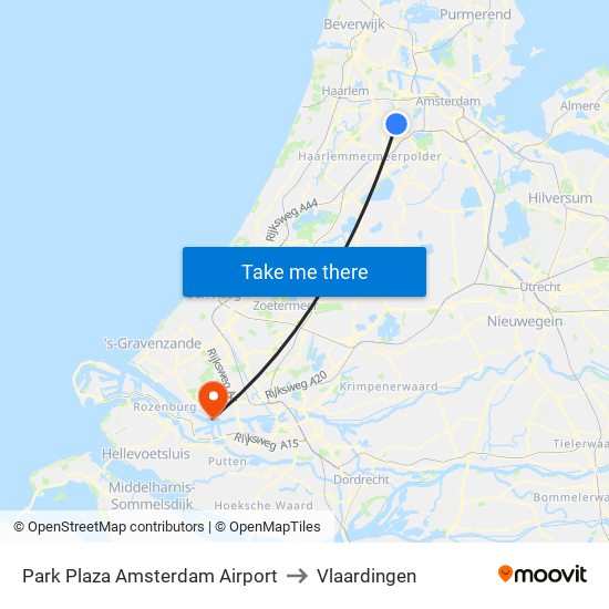 Park Plaza Amsterdam Airport to Vlaardingen map