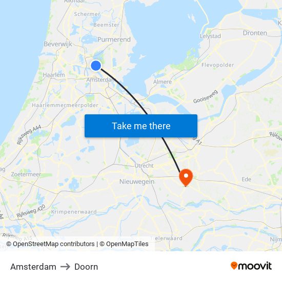 Amsterdam to Doorn map