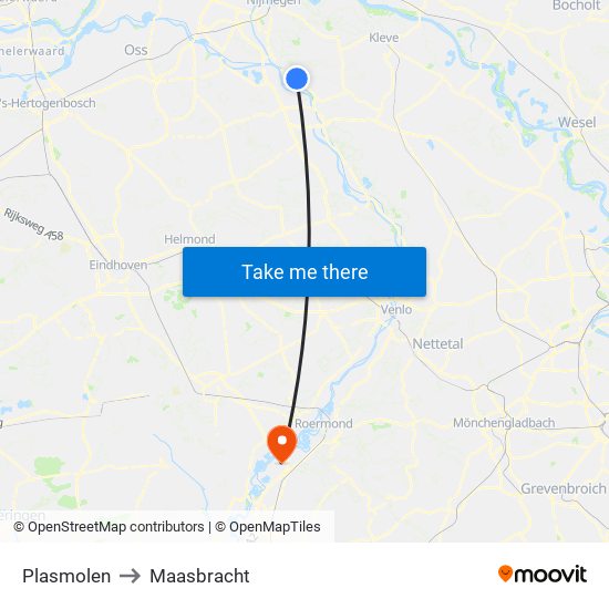 Plasmolen to Maasbracht map