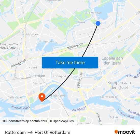Rotterdam to Port Of Rotterdam map