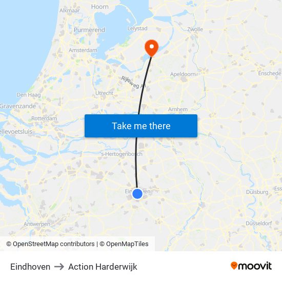 Eindhoven to Action Harderwijk map