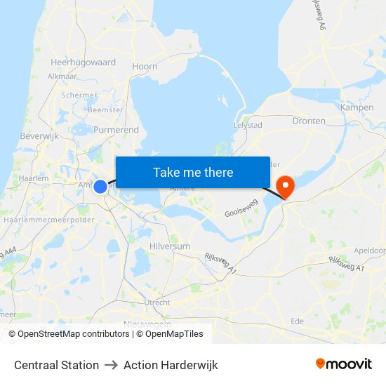 Centraal Station to Action Harderwijk map