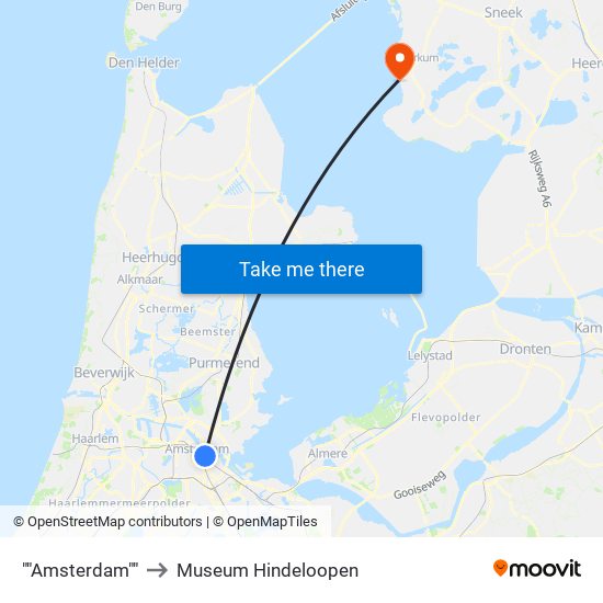 ""Amsterdam"" to Museum Hindeloopen map