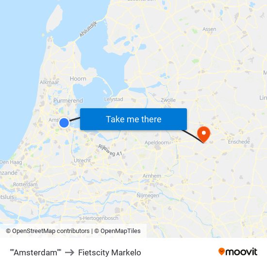 ""Amsterdam"" to Fietscity Markelo map