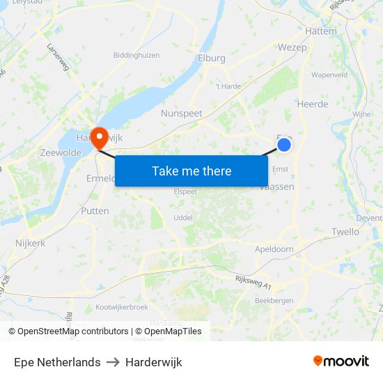 Epe Netherlands to Harderwijk map