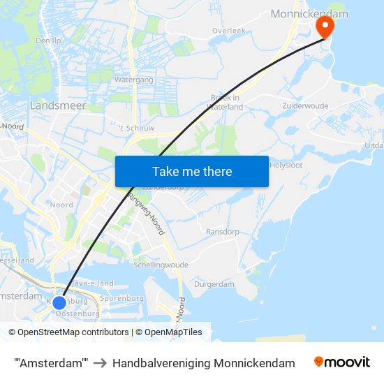 ""Amsterdam"" to Handbalvereniging Monnickendam map