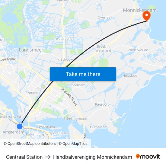 Centraal Station to Handbalvereniging Monnickendam map