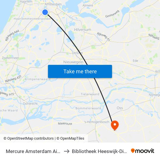 Mercure Amsterdam Airport to Bibliotheek Heeswijk-Dinther map