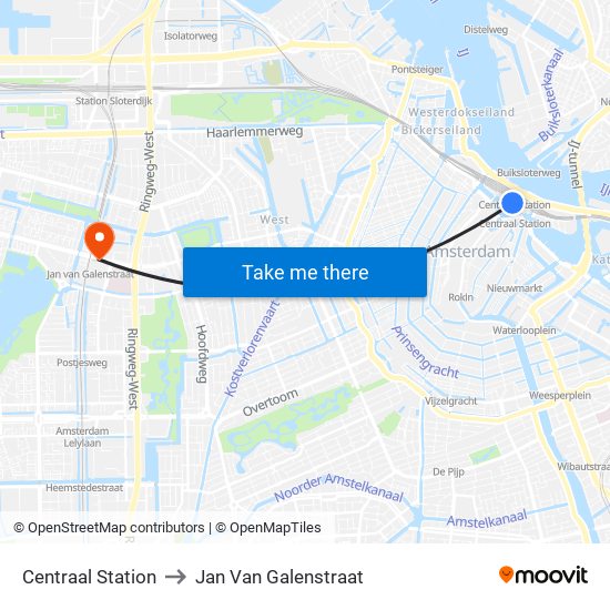 Centraal Station to Jan Van Galenstraat map