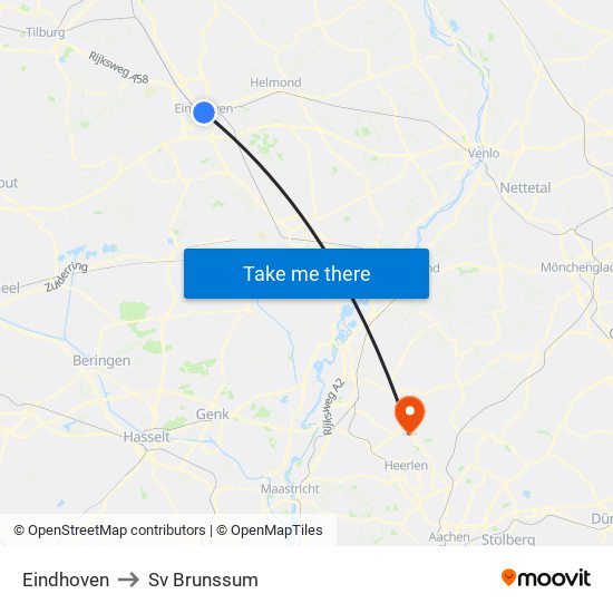 Eindhoven to Sv Brunssum map