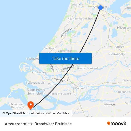 Amsterdam to Brandweer Bruinisse map