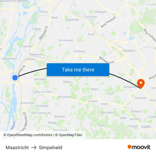 Maastricht to Simpelveld map