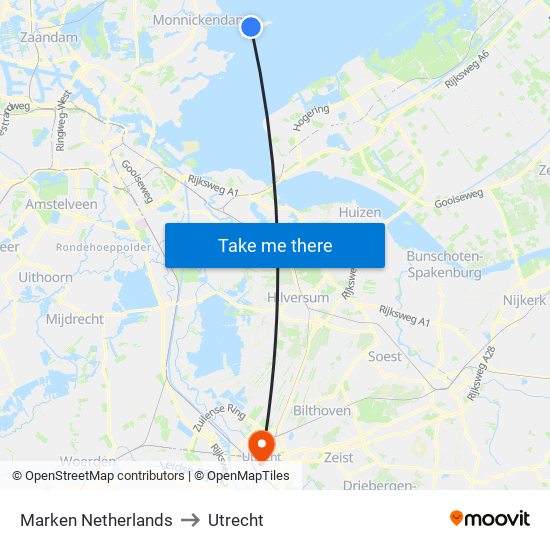 Marken Netherlands to Utrecht map